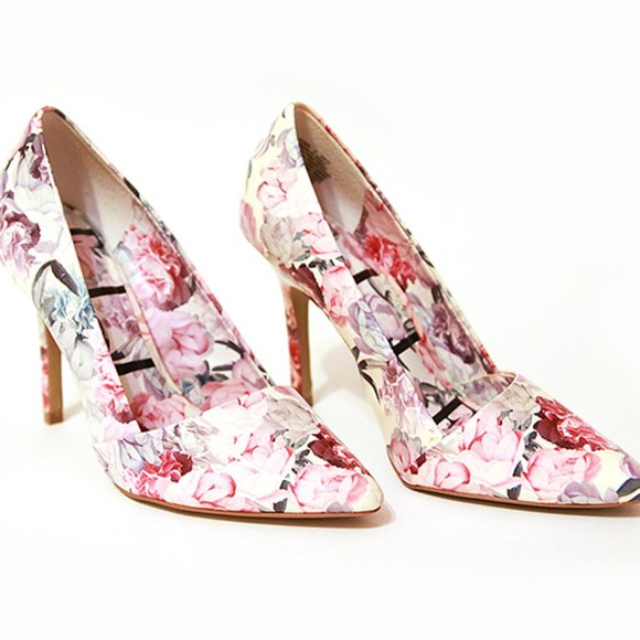 Women's ELLE Floral High Heel Pumps - Size 7 - Picture 7 of 7